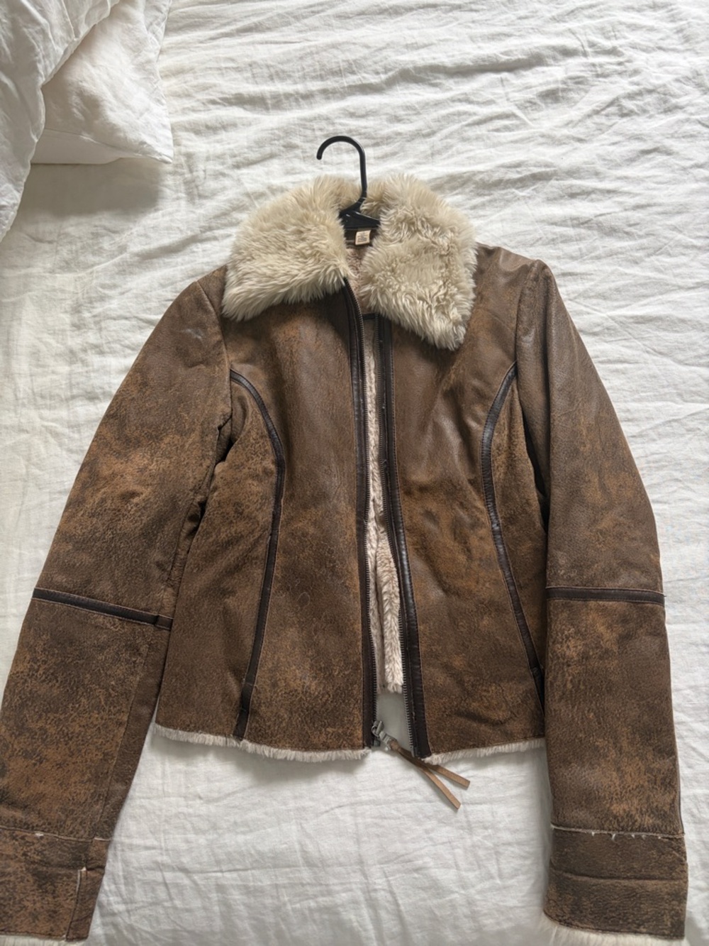 Brown Faux-Shearling Collar Jacket - Women's Cozy Winter Coat